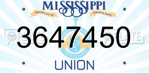 3647450 Mississippi License Plate