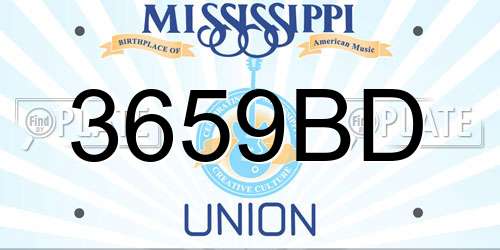 3659BD Mississippi License Plate