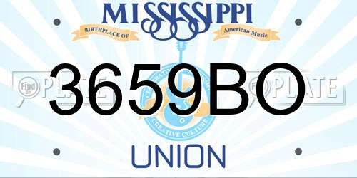 3659BO Mississippi License Plate
