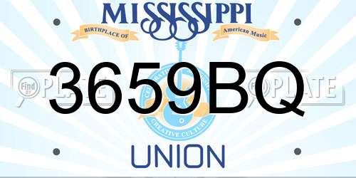 3659BQ Mississippi License Plate