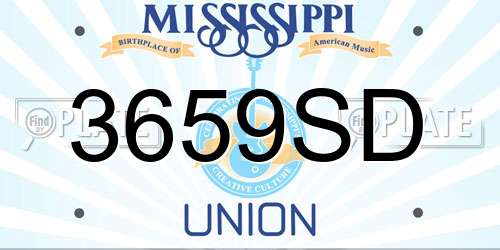 3659SD Mississippi License Plate