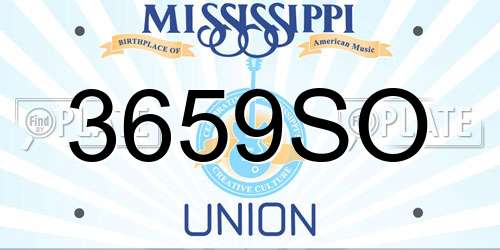 3659SO Mississippi License Plate