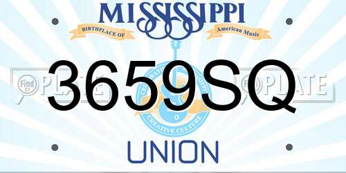 3659SQ Mississippi License Plate