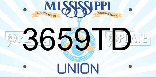 3659TD Mississippi License Plate