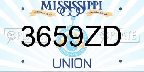3659ZD Mississippi License Plate