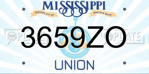 3659ZO Mississippi License Plate