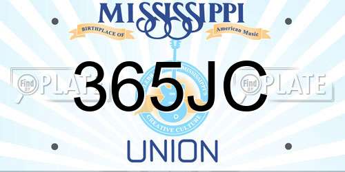 365JC Mississippi License Plate