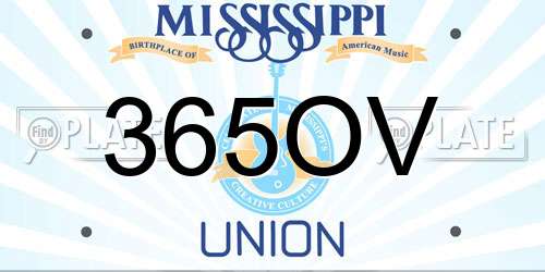 365OV Mississippi License Plate