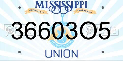 36603O5 Mississippi License Plate