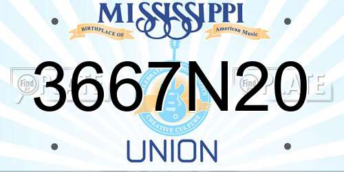 3667N20 Mississippi License Plate