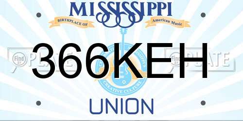 366KEH Mississippi License Plate