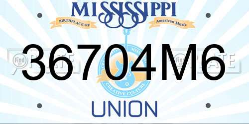 36704M6 Mississippi License Plate