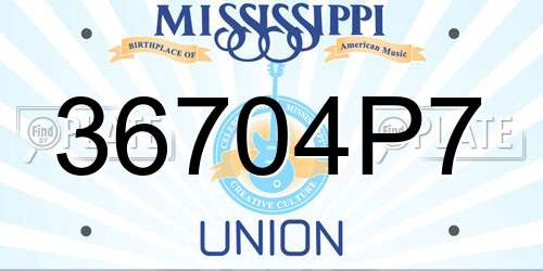 36704P7 Mississippi License Plate