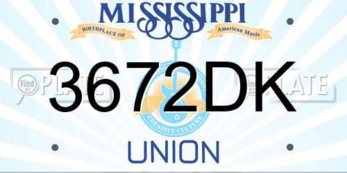 3672DK Mississippi License Plate