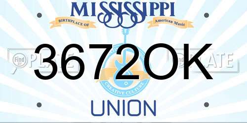 3672OK Mississippi License Plate