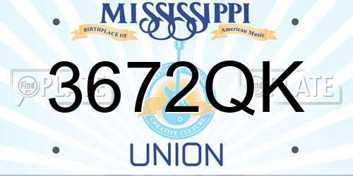 3672QK Mississippi License Plate
