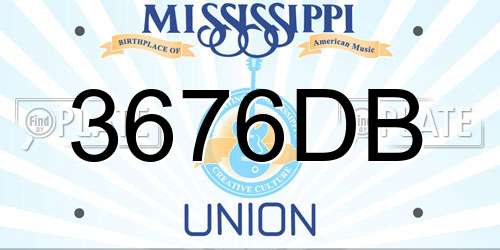 3676DB Mississippi License Plate