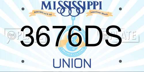 3676DS Mississippi License Plate