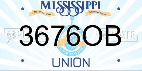3676OB Mississippi License Plate