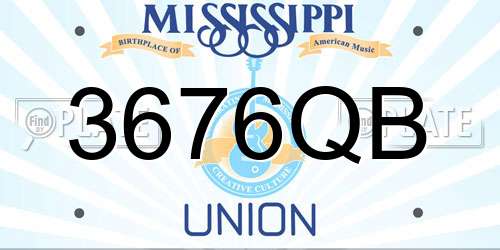3676QB Mississippi License Plate