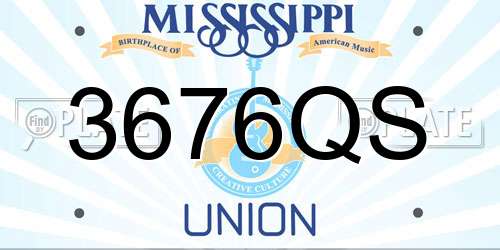 3676QS Mississippi License Plate