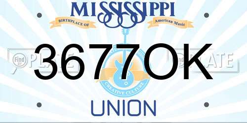 3677OK Mississippi License Plate