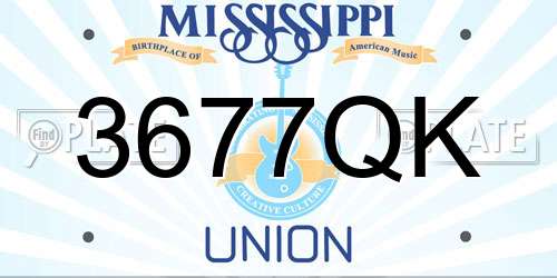 3677QK Mississippi License Plate