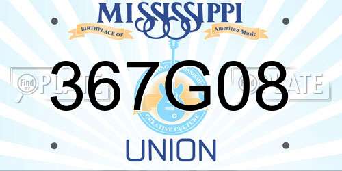 367G08 Mississippi License Plate