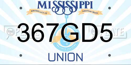 367GD5 Mississippi License Plate