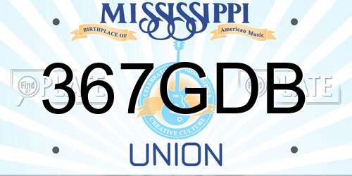 367GDB Mississippi License Plate