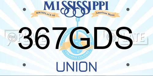 367GDS Mississippi License Plate