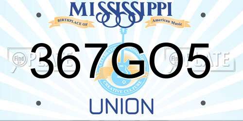 367GO5 Mississippi License Plate