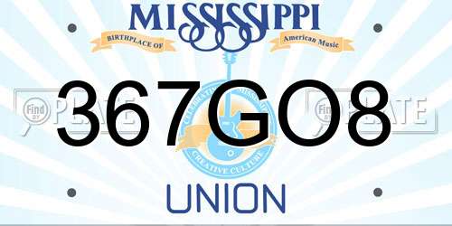 367GO8 Mississippi License Plate