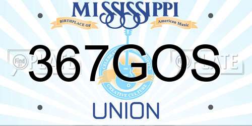 367GOS Mississippi License Plate