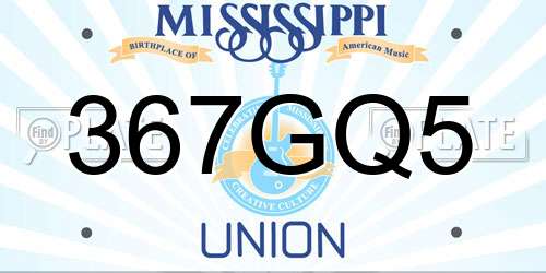 367GQ5 Mississippi License Plate