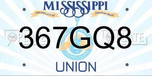 367GQ8 Mississippi License Plate