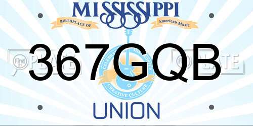 367GQB Mississippi License Plate