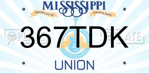 367TDK Mississippi License Plate