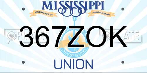 367ZOK Mississippi License Plate