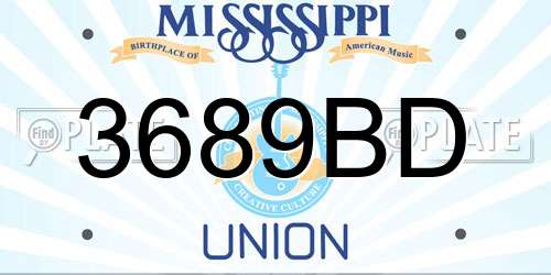 3689BD Mississippi License Plate