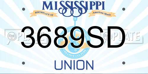 3689SD Mississippi License Plate