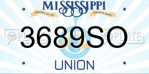 3689SO Mississippi License Plate