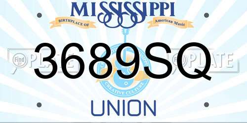 3689SQ Mississippi License Plate