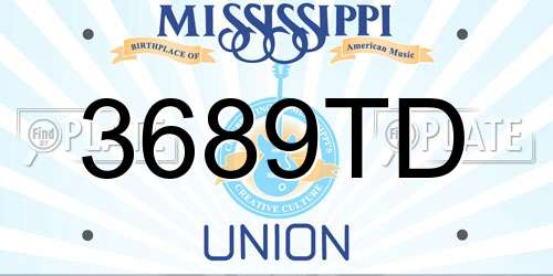 3689TD Mississippi License Plate