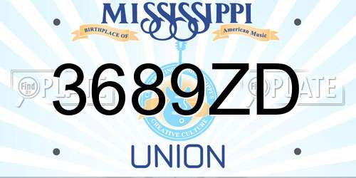 3689ZD Mississippi License Plate
