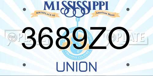 3689ZO Mississippi License Plate