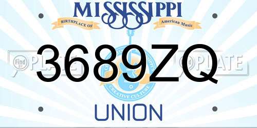 3689ZQ Mississippi License Plate