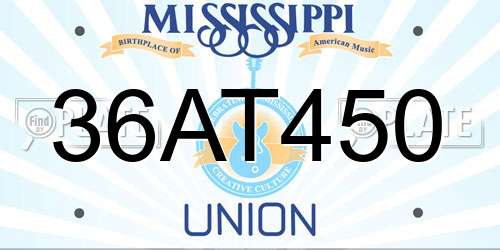 36AT450 Mississippi License Plate