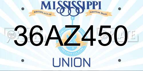36AZ450 Mississippi License Plate
