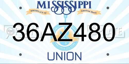 36AZ480 Mississippi License Plate